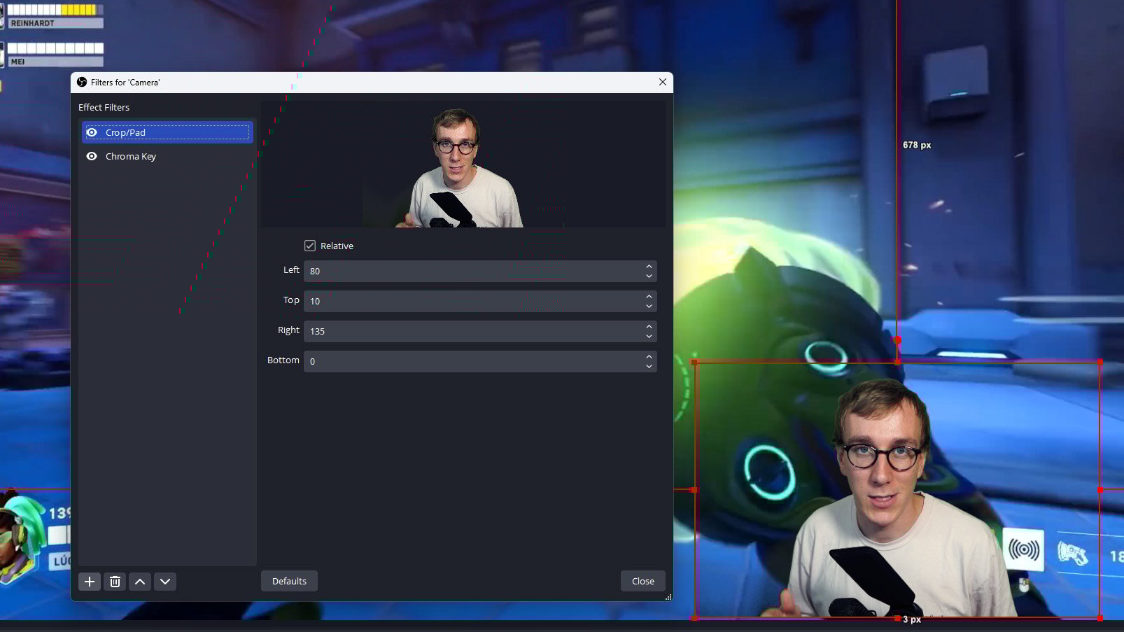 Crop Filter before Chroma Key filter OBS Crop Filter before Chroma Key filter OBS