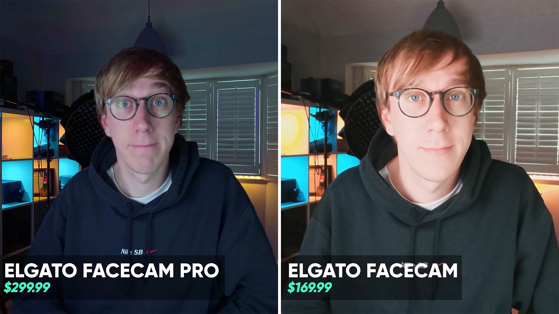 Facecam Pro vs Facecam - No Lighting Facecam Pro vs Facecam No Lighting