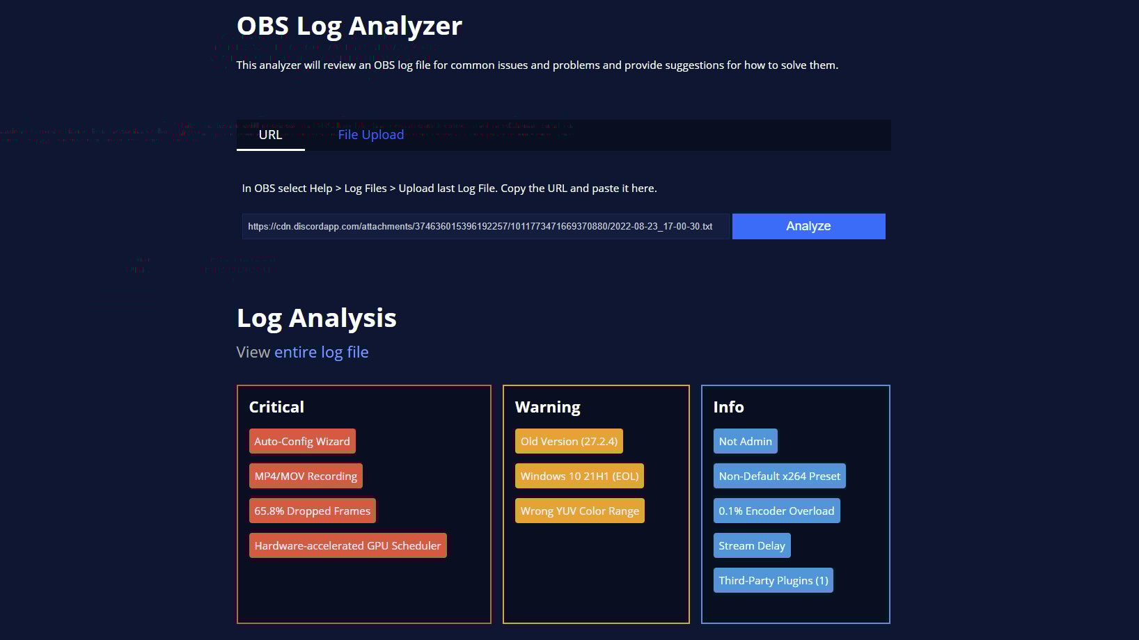 OBS Log Analyzer OBS Log Analyzer