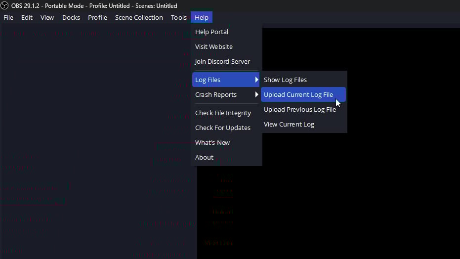OBS - Upload Current Log File OBS Upload Current Log File