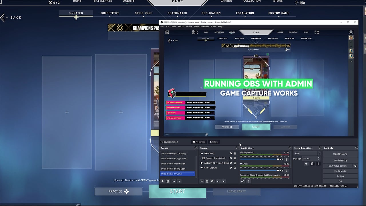 Running OBS with Admin - Game Capture Working Running OBS with Admin Game Capture Working