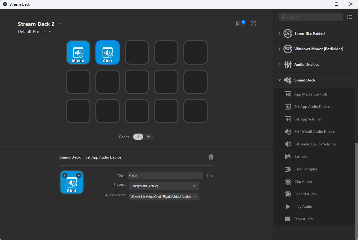 Set Chat App Audio Device - Stream Deck Set Chat App Audio Device Stream Deck