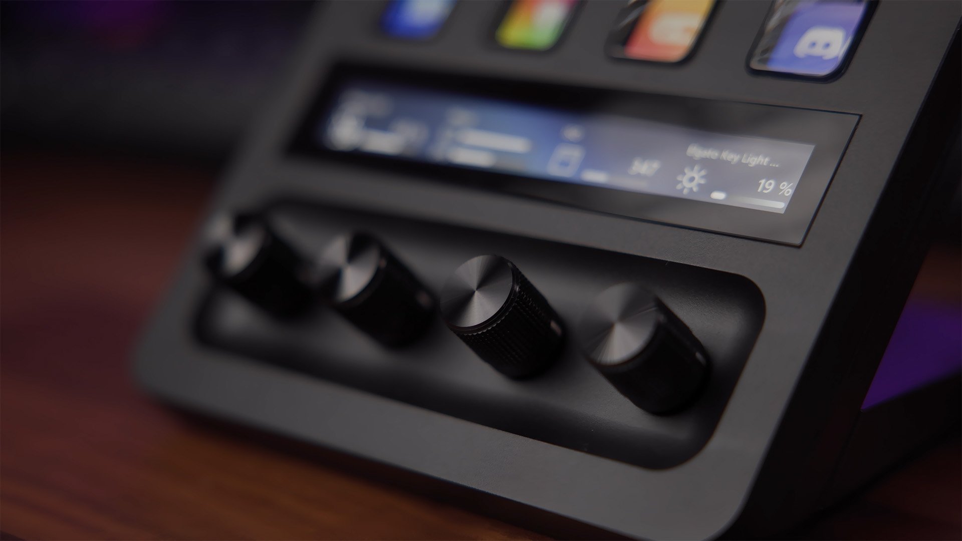 Stream Deck Plus Dials Closeup Stream Deck Plus Dials Closeup
