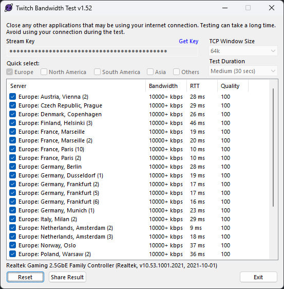 Twitch Bandwidth Test Tool 1.5 Twitch Bandwidth Test Tool 1.5