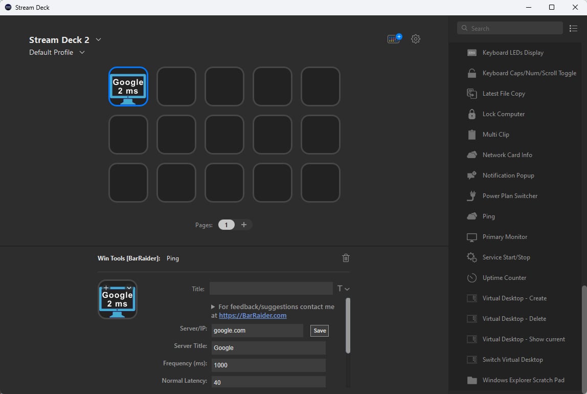 Win Tools Ping Plugin - Stream Deck Win Tools Ping Plugin Stream Deck