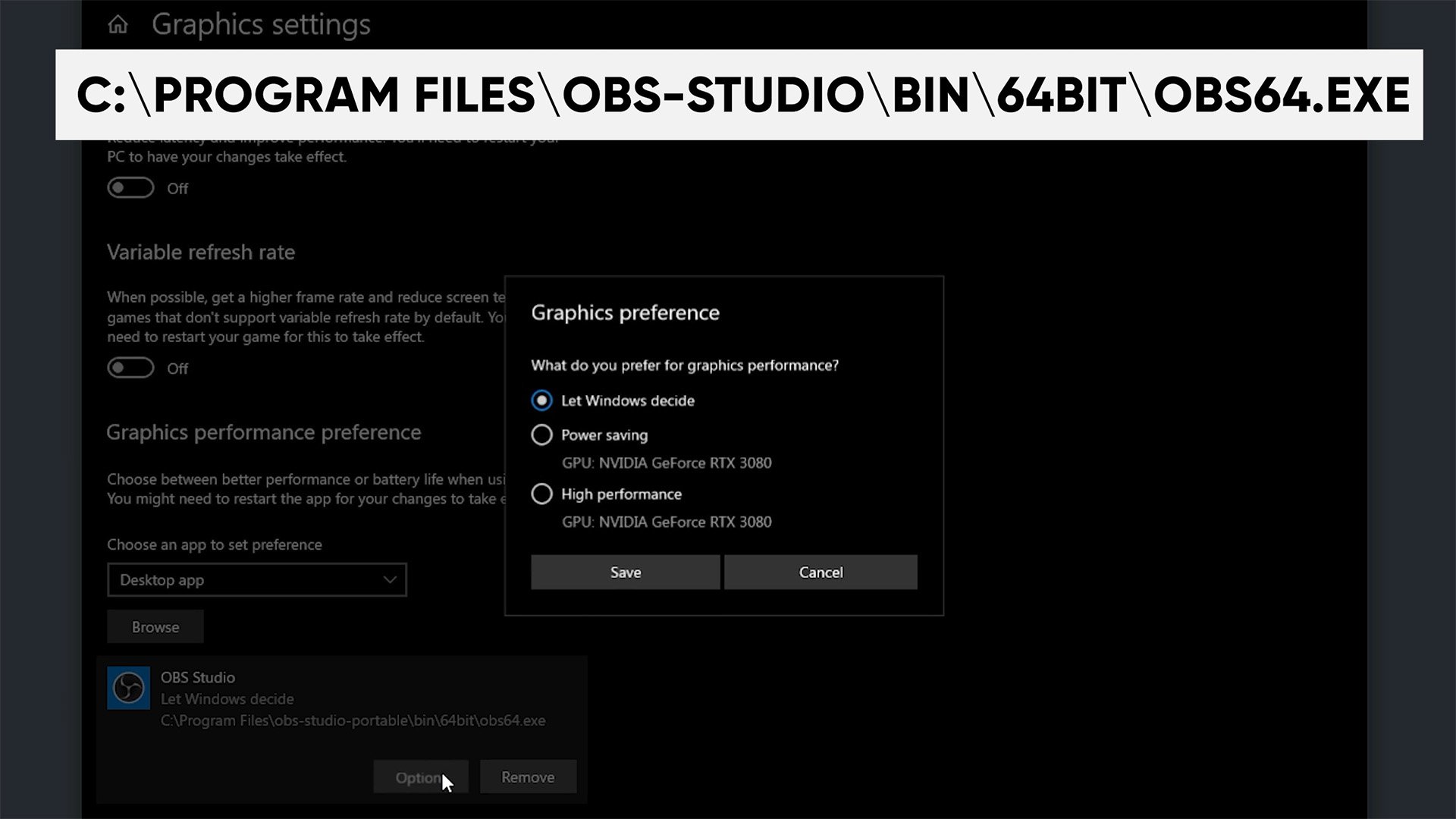 Windows Graphics Performance Preference OBS Studio Windows Graphics Performance Preference OBS Studio