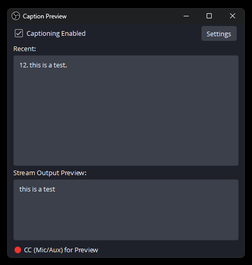 Testing Closed Captions in OBS for Twitch Testing Closed Captions in OBS for Twitch