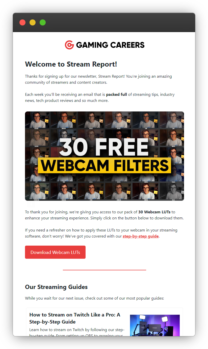 Webcam LUTs Download Email - Gaming Careers Webcam LUTs Download Email Gaming Careers